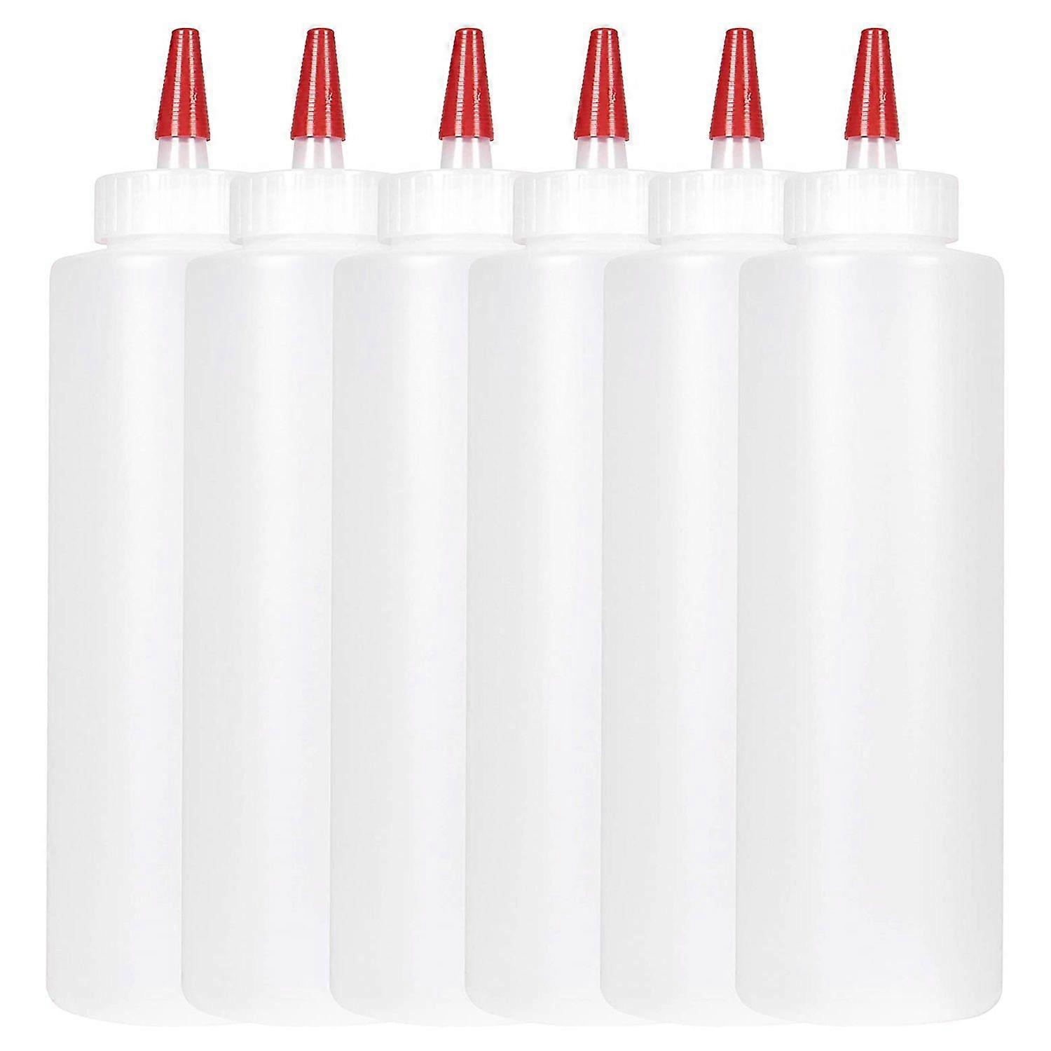 6PC Squeeze Squirt Condiment Bottles for Sauces - 16 Ounce - Perfect Containers for Ketchup, BBQ, S