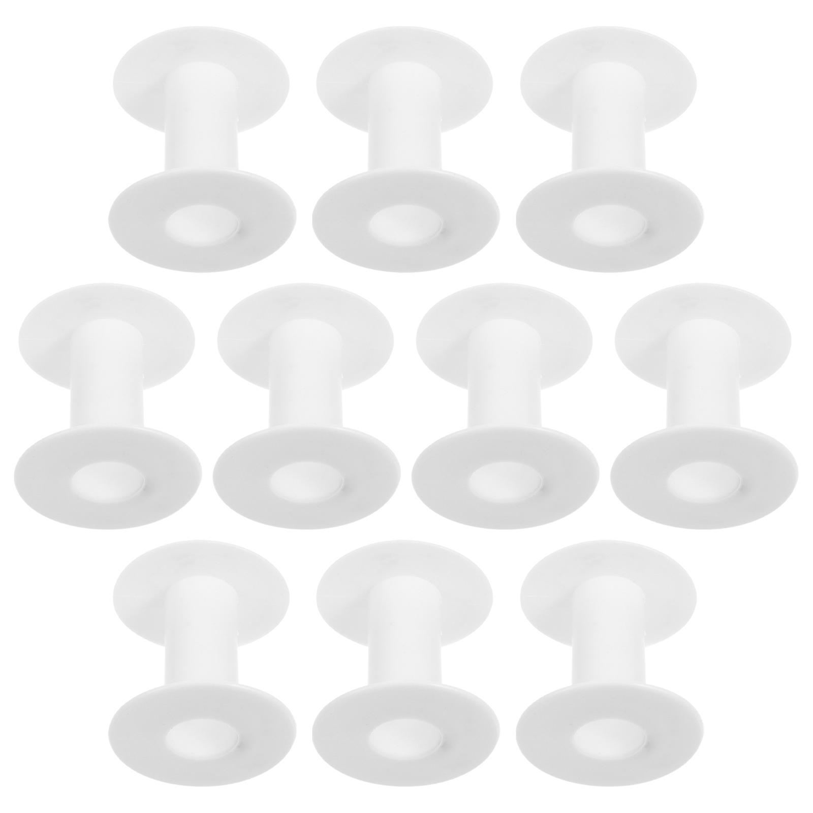 30Pcs White Plastic Bobbins for Sewing Thread Empty Spools