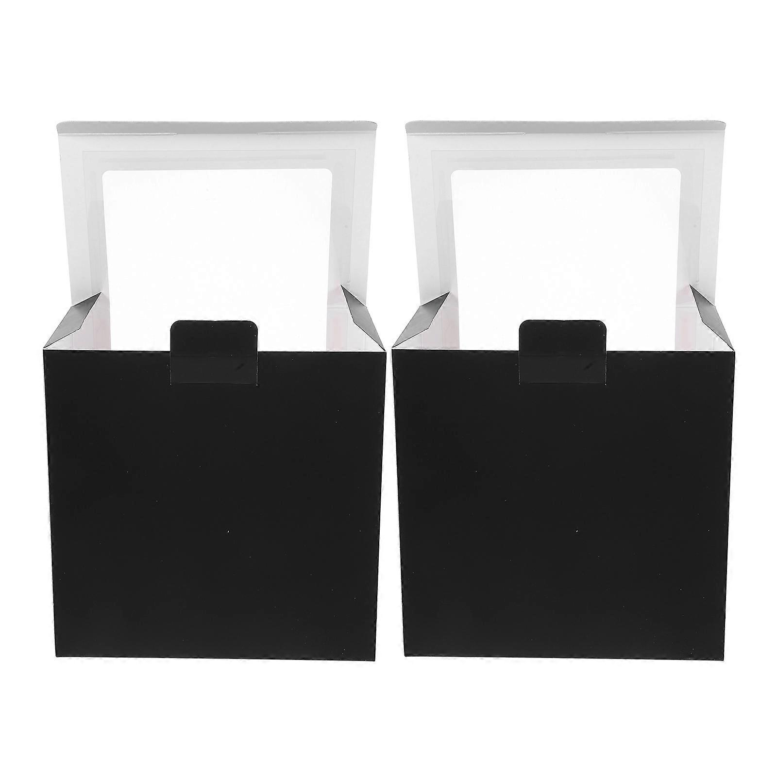 Hat Packaging Box with Window for Storage 2Pcs Square Paper Fold Black Case