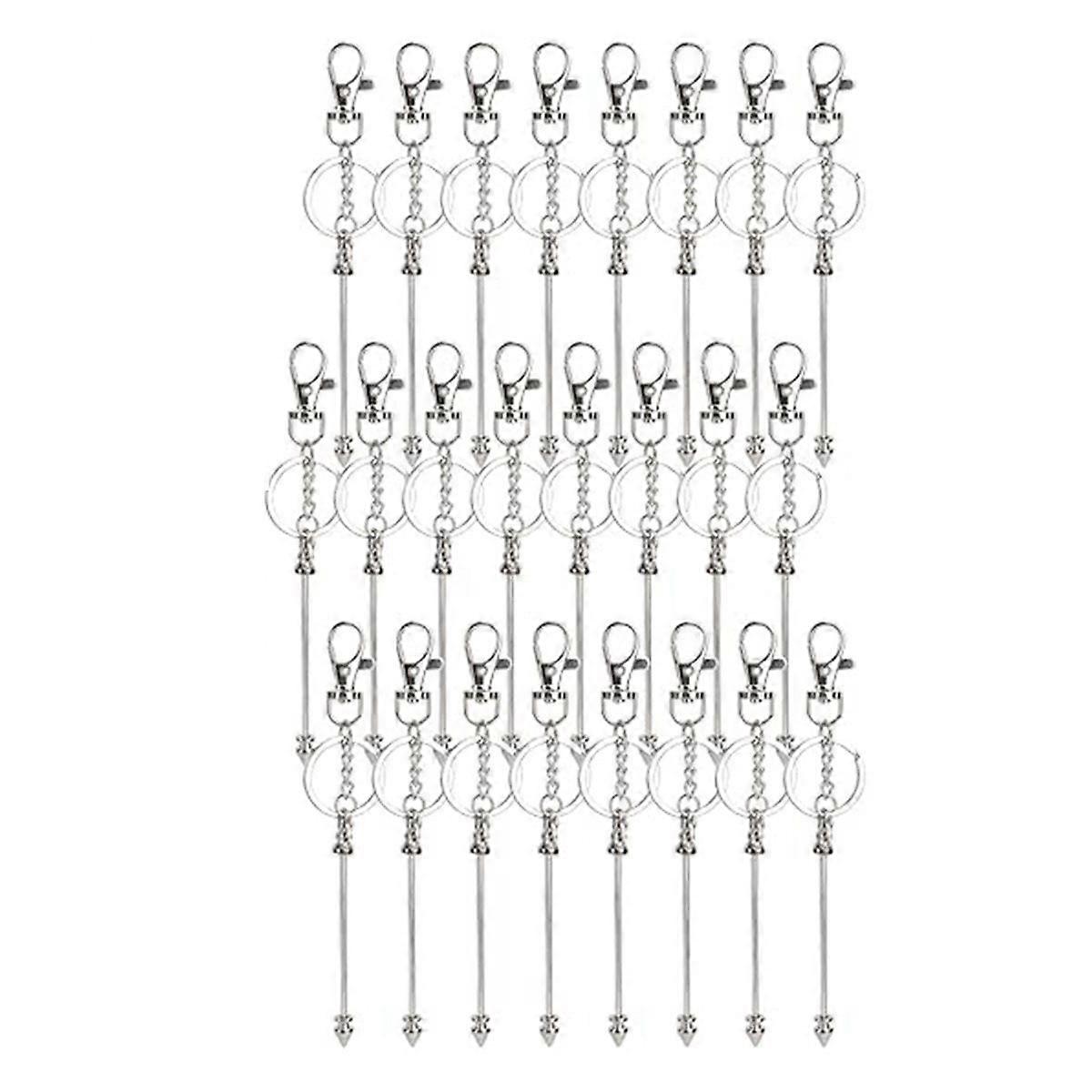 24Pcs Beadable Keychain Bars Bead Keychain Making Kit Blank Keychains Beaded Items for DIY Crafts J