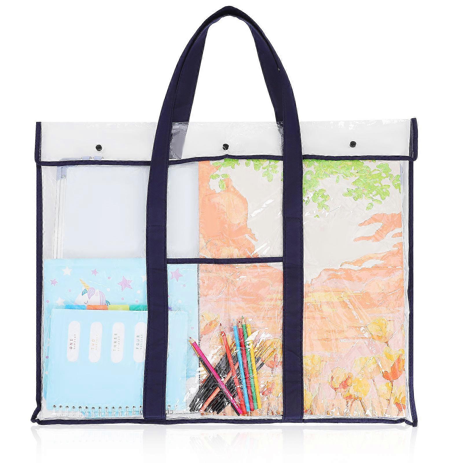 Transparent Poster Storage Bag with Handle 1 Set Art Portfolio Container Bulletin Board Holder Painting Board Bag