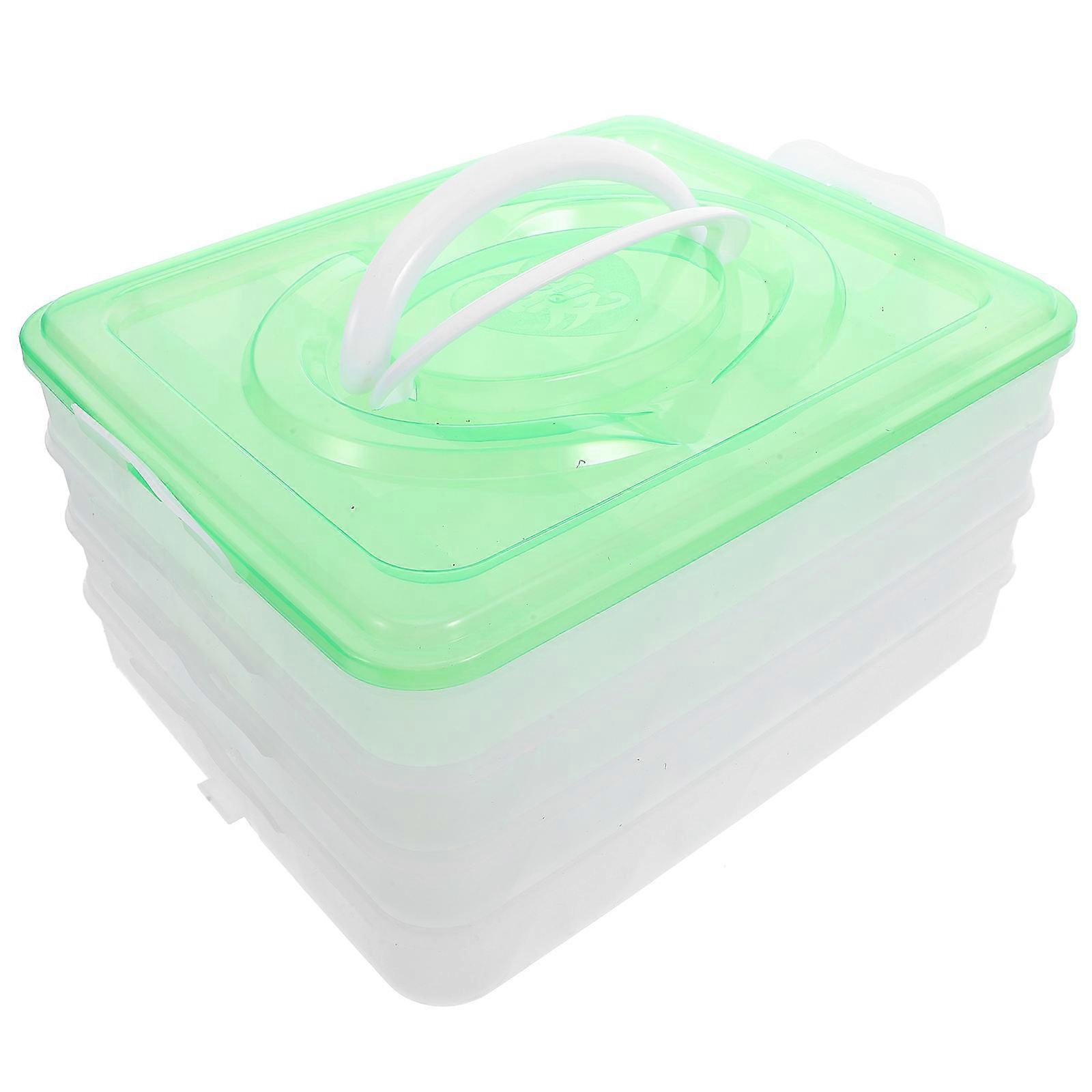 Dumpling Holder Refrigerator Fresh-Keeping Four Layers Storage 2Pcs Green