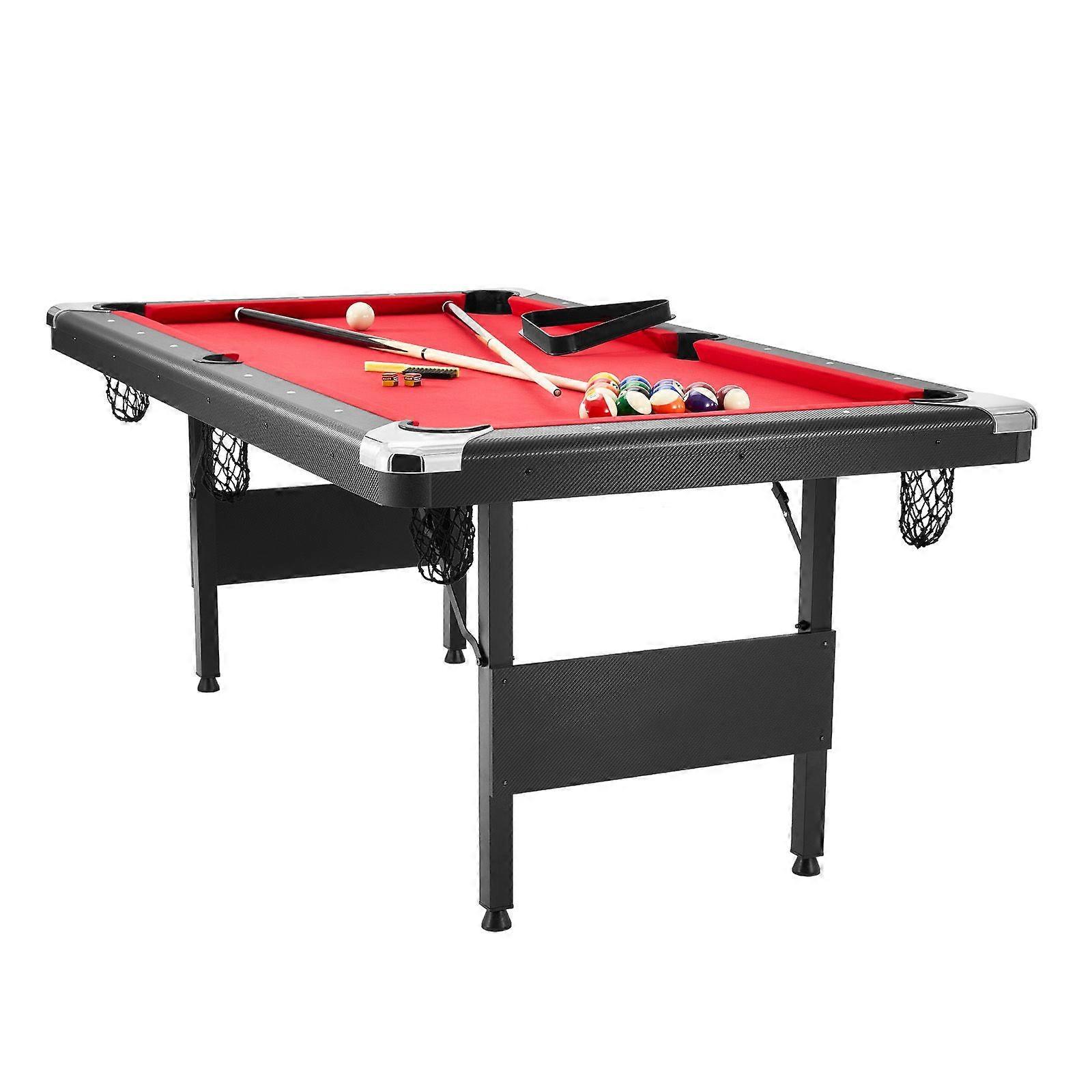 Billiards Table, 6.3 ft Pool Table, Portable Foldable Space-Saving Table, Billiard Table Set Includes Balls, Cues, Chalks and Brush, Black