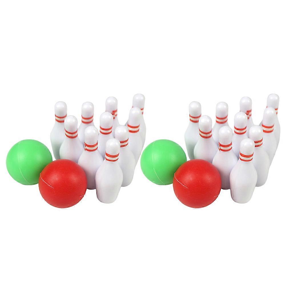 Mini House Bowling Balls Model for Kids Decoration 2Sets Assorted Color