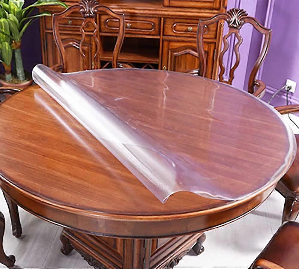 Round Clear PVC Table Protector 48 Inch Heat Resistant Waterproof Vinyl Table Cover Scratch Proof