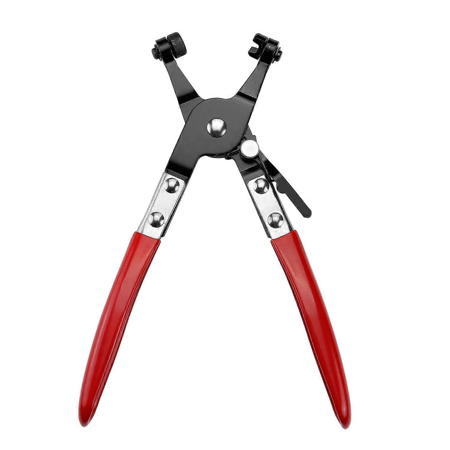 Hose Clamp Pliers with Swivel Flat Band, Ergonomic NonSlip Grip, Locking Jaw for Car