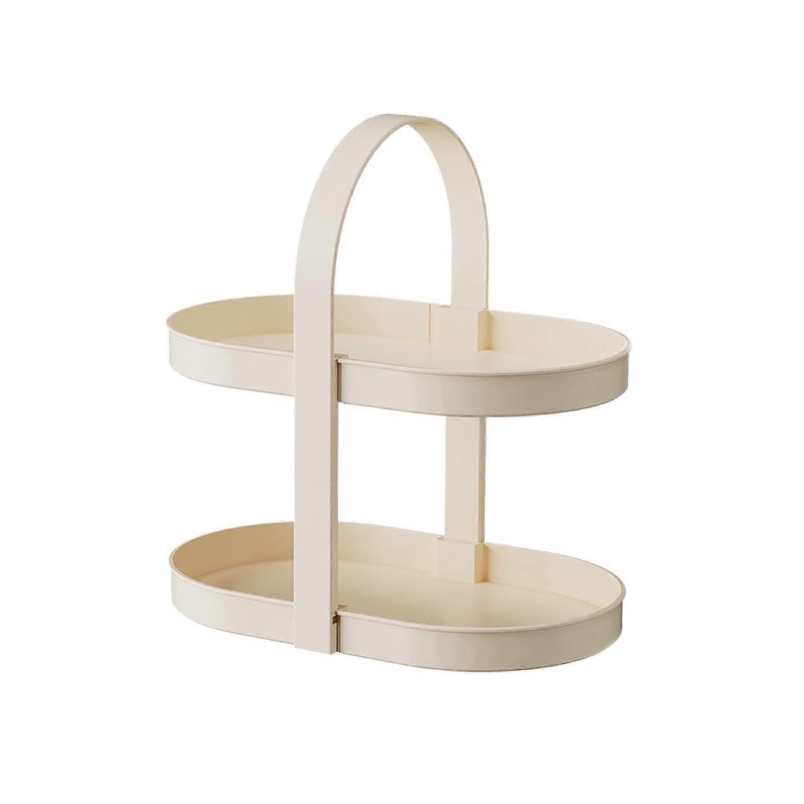 2 Tier Vanity Organizer with Handle for Bathroom Counter Storage and Multifunctional Use