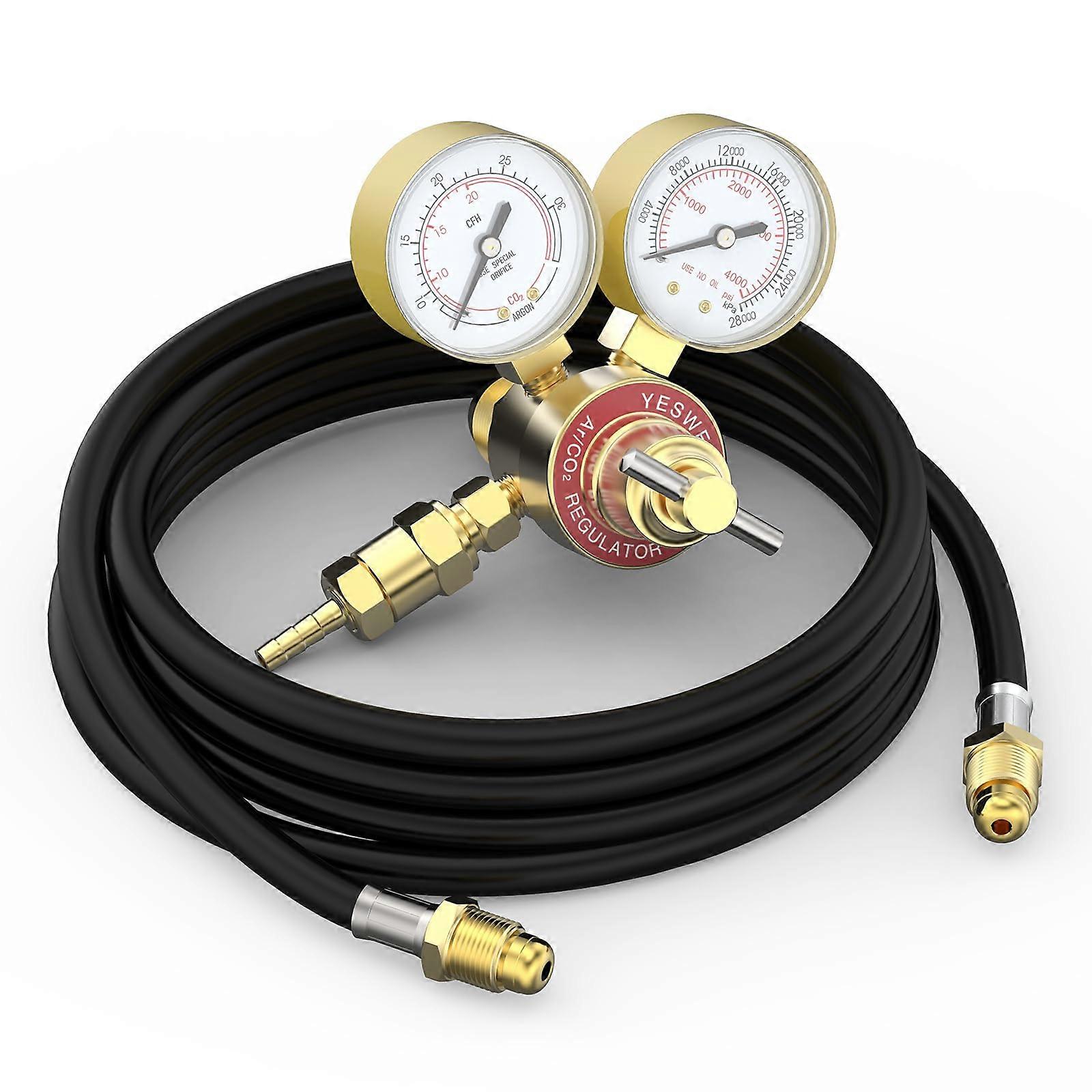 Argon CO2 Welding Regulator CGA580 with 8.2FT Hose 04000 PSI Precision Gauges for MIG TIG