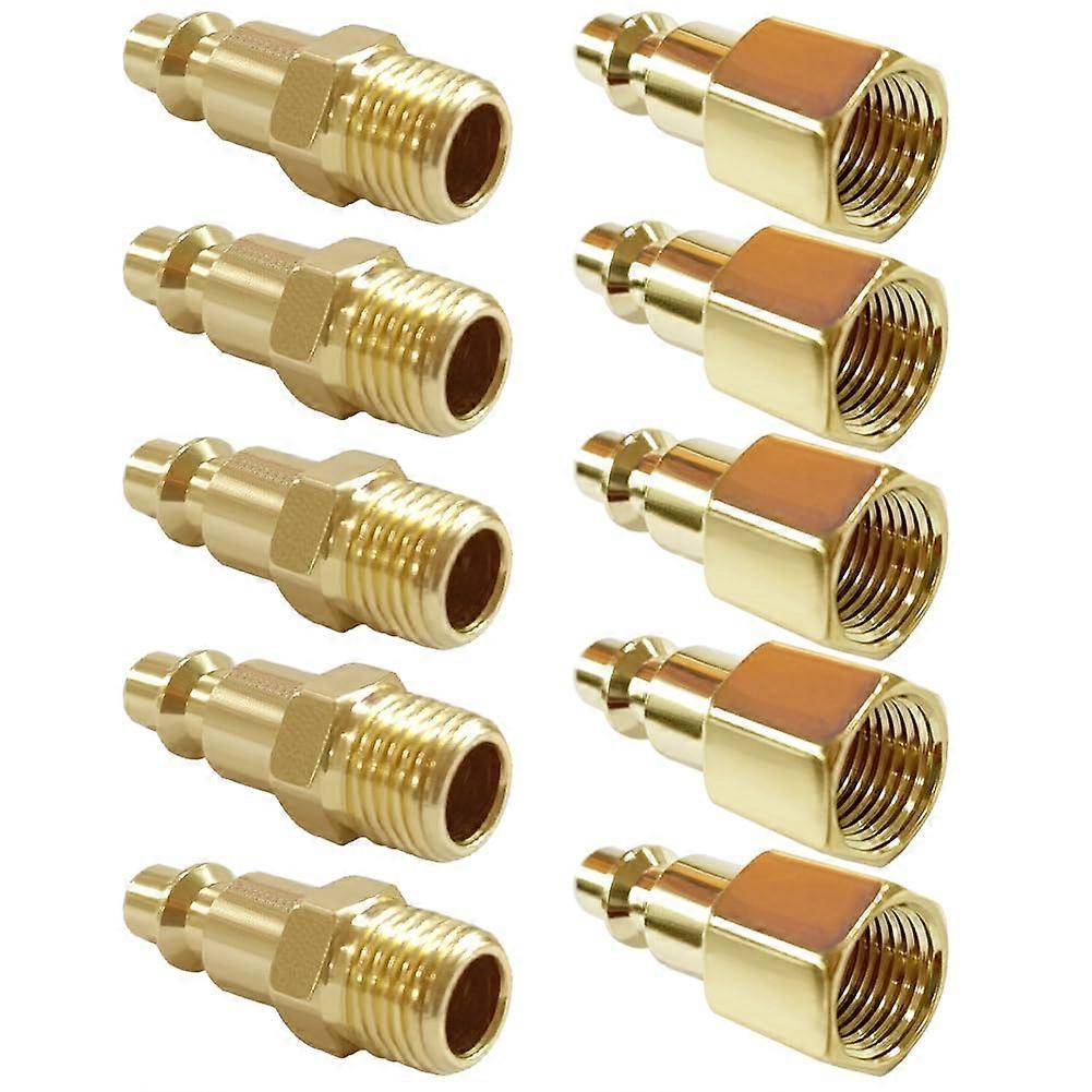 10PCS 1/4 Inch NPT Air Hose Quick Connect Coupler Set, Brass Pneumatic Fitting for Compressor