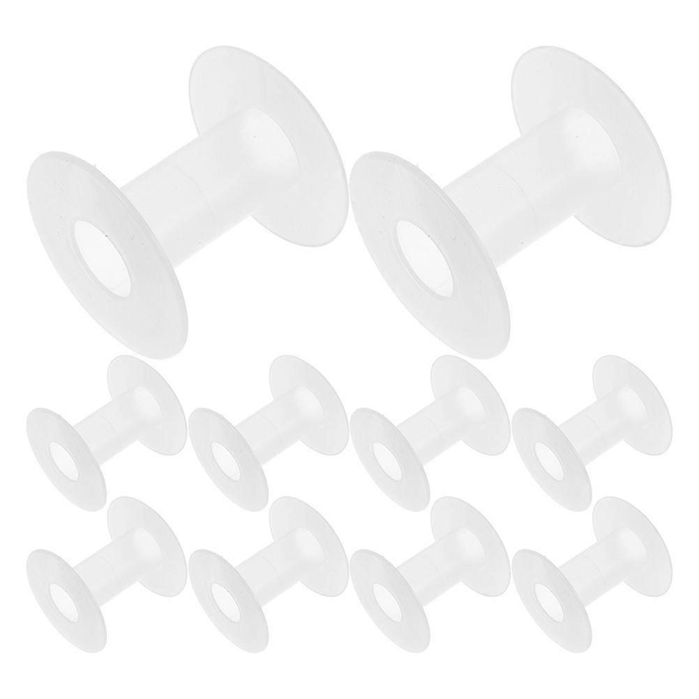 15pcs Empty Plastic Spools For Elastic String Thread And Ribbon Durable Wire Spool Holder For Crafts And Jewelry Making White