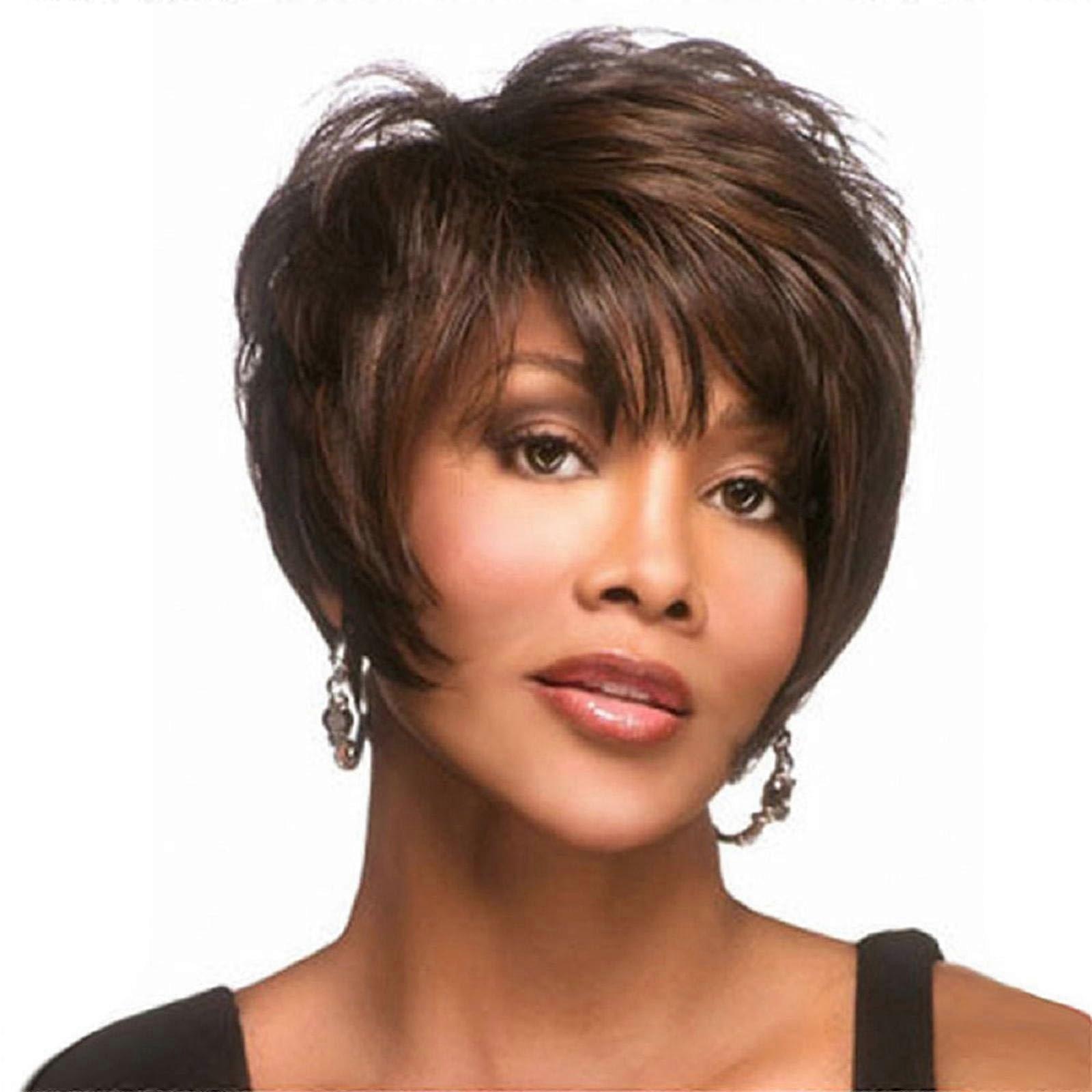 Short Grey Wig for White Women with Realistic Texture, Comfortable Breathable Cap, DBrown