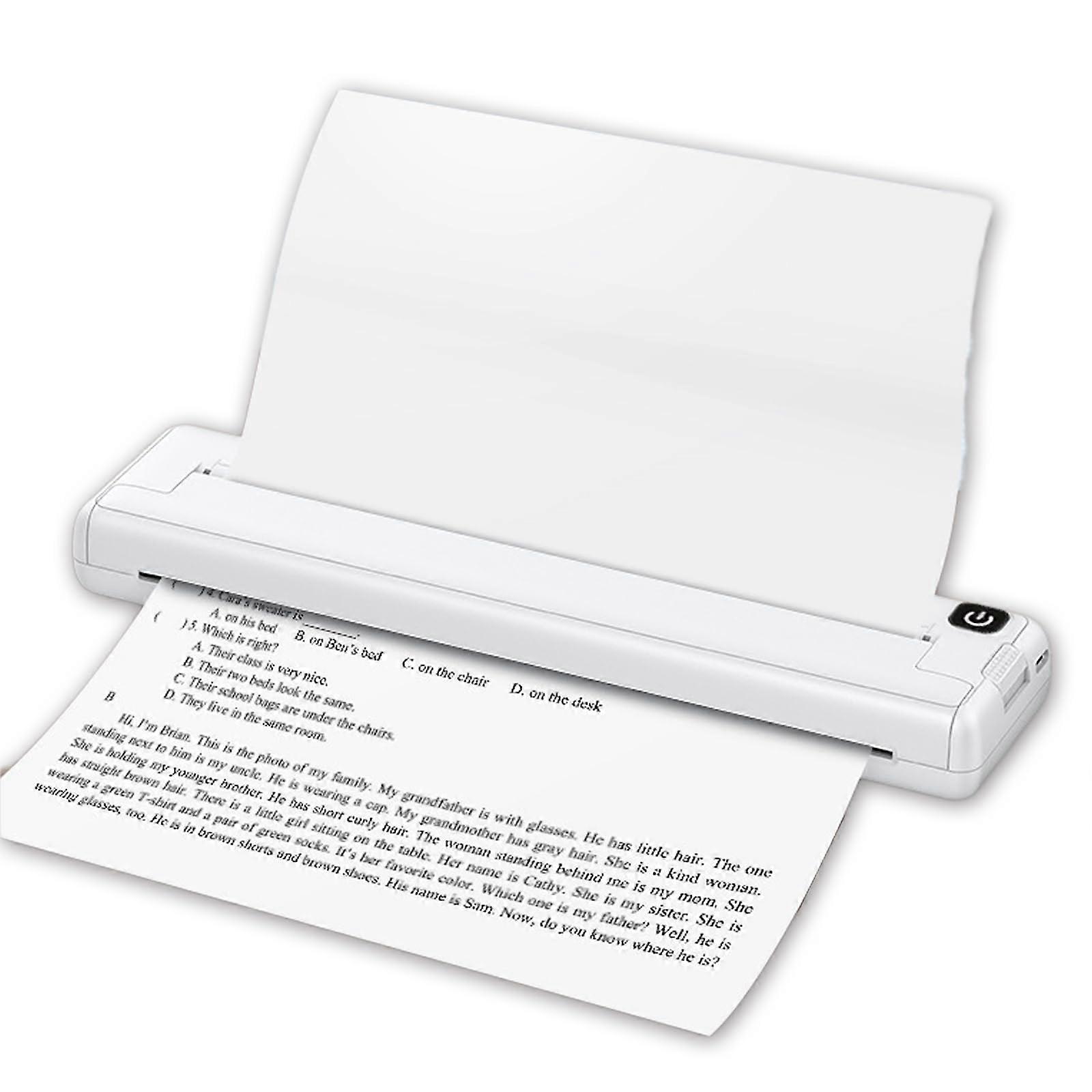 Portable Bluetooth Printer Inkless Thermal Wireless A4 Rechargeable for Android iOS Office Travel