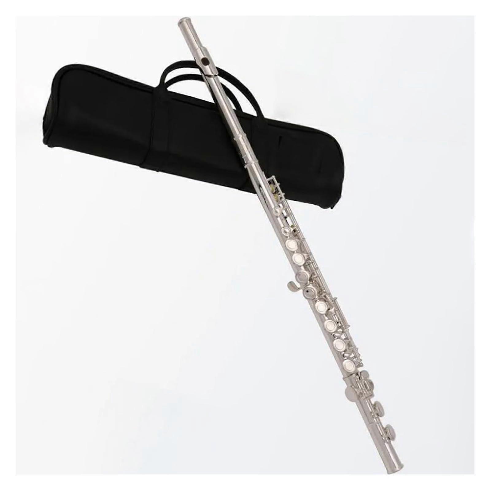 Silver Plated Open Hole C Flute 16 Hole Cupronickel Left Hand with Case for Beginners