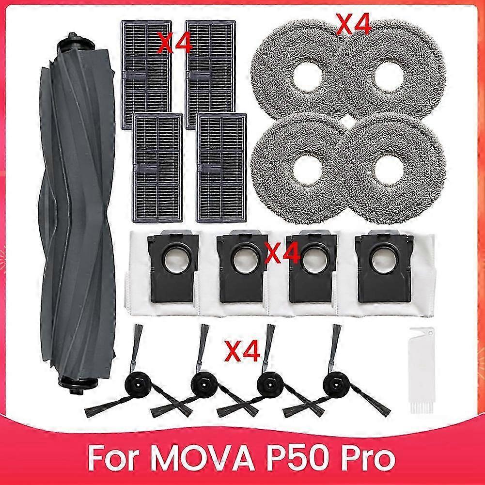 MOVA P50 Pro Robot Vacuum Replacement Parts: Side Brush, HEPA Filter, Mop Cloth, Dust Bags
