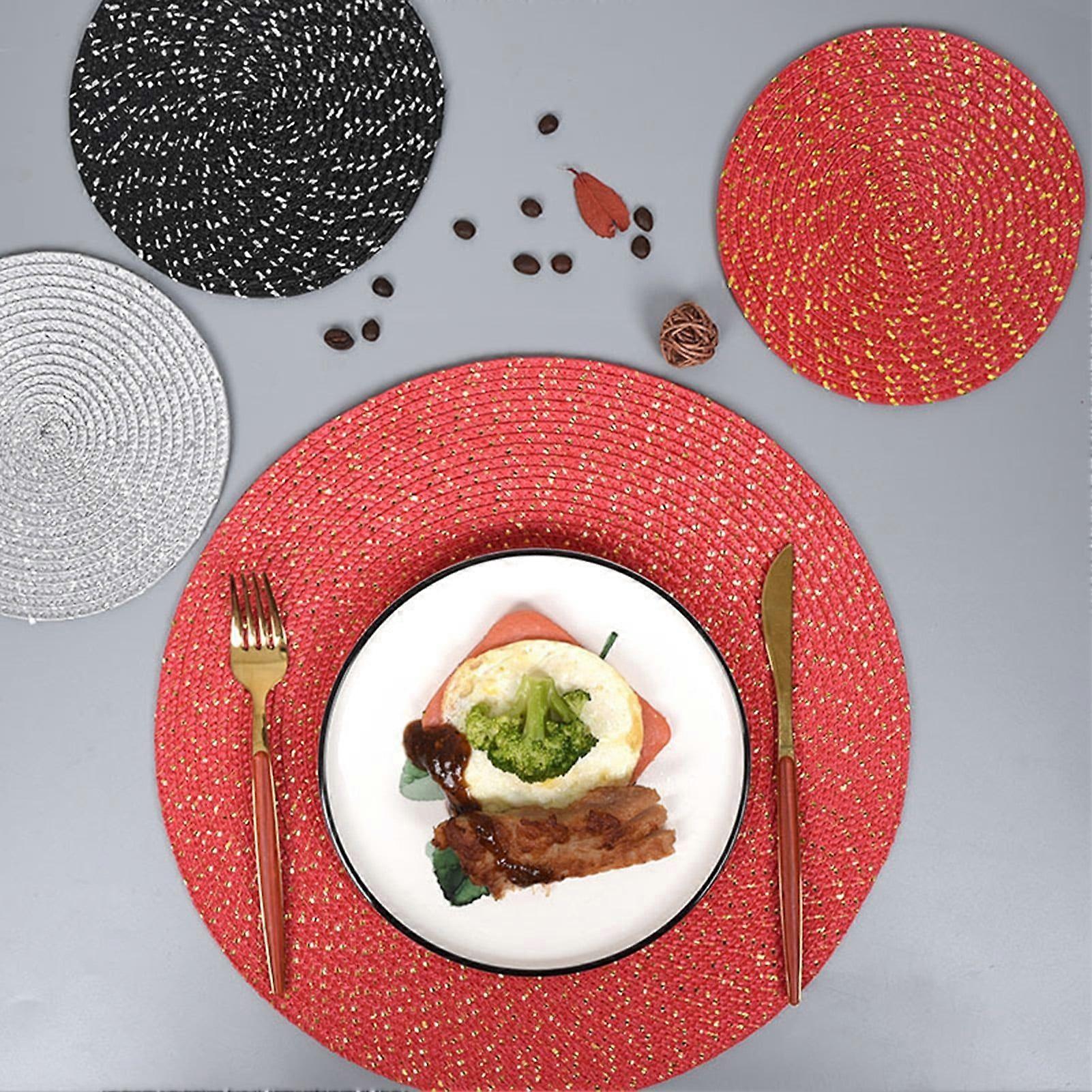 Placemat,Waterproof Round Woven Placemat Dining Table Mat Kitchen Decoration for