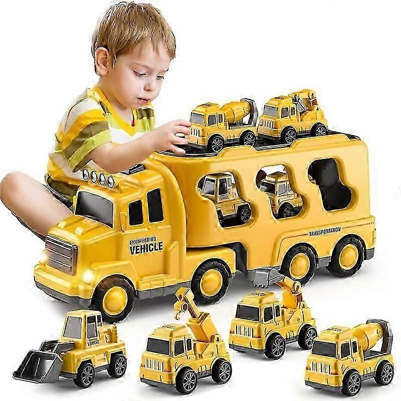 7 In 1 Truck Friction Power Toy Car, Fire Truck Toys Construction Truck Toys Police Trucks Toys For Toddlers, Birthday Gifts For Kids