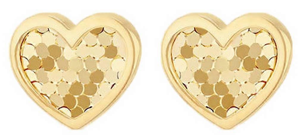 KJ Beckett Disco Heart Stud Earrings - Yellow Gold