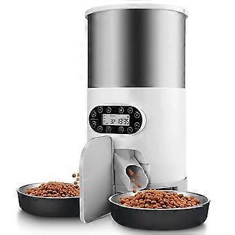 Pet Automatic Feeder with Double Stainless Steel Bowls 3L Capacity Timed Feeding Device