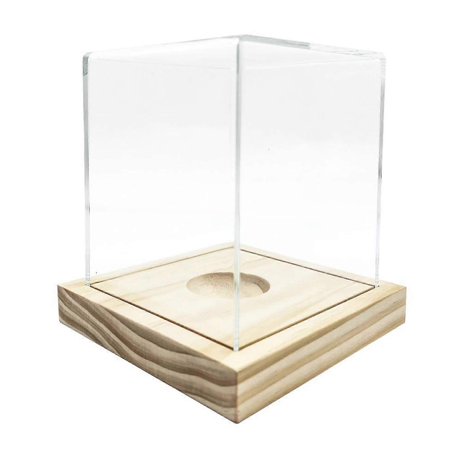 Softball Display Case with Clear Acrylic Cover and Solid Wood Base for Collectibles