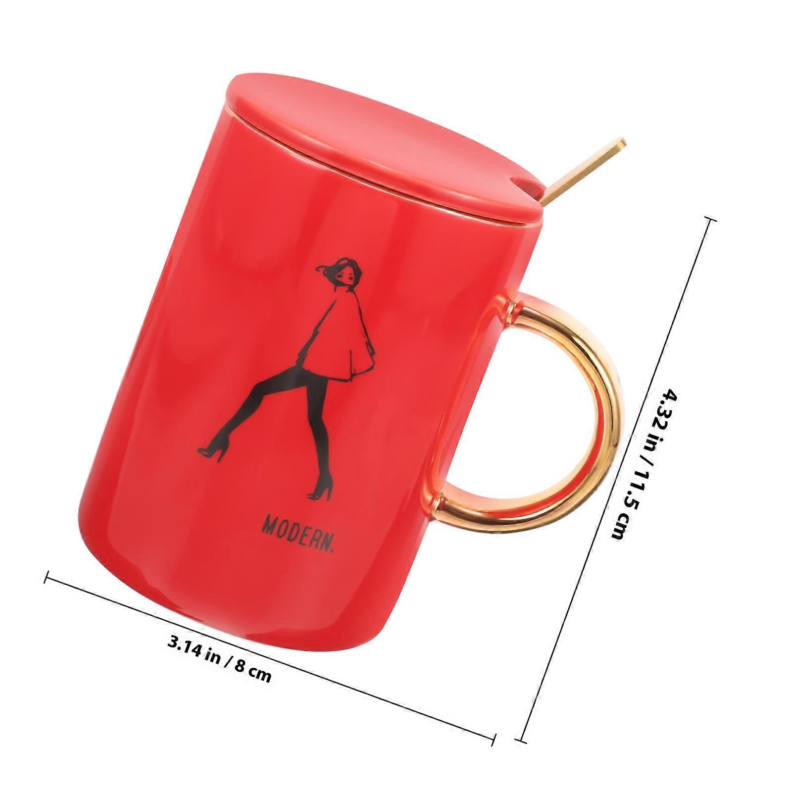 Red Ceramic Coffee Mug with Pattern for Wedding Gift Couple Set