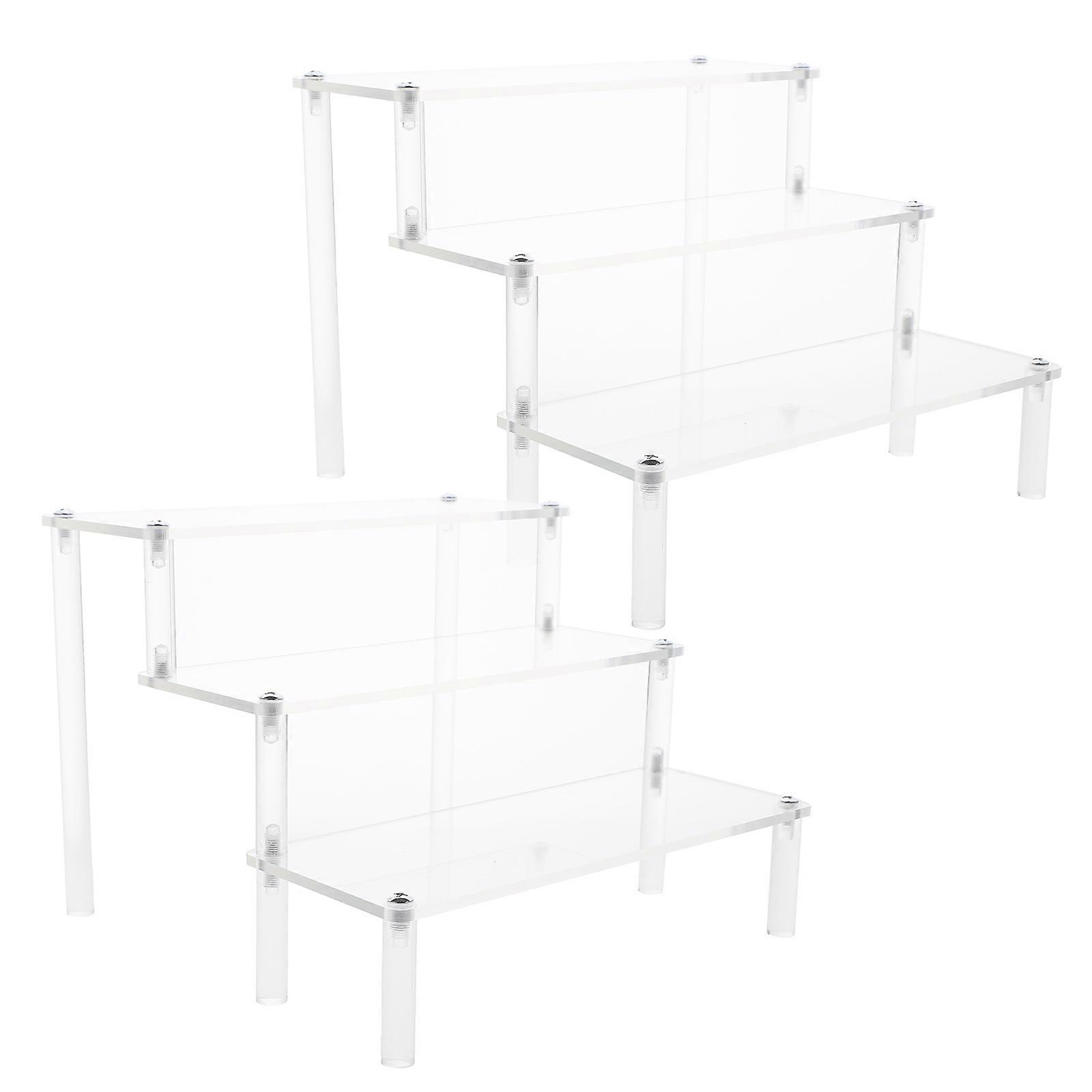 Transparent Acrylic Display Stand for Perfume 2Pcs Clear Organizer Rack