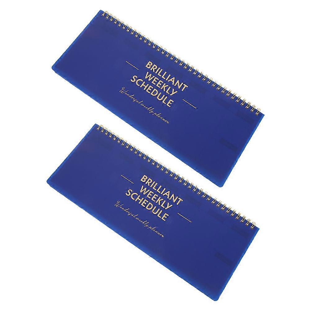 Weekly Planner Notepad Small for Efficient Time Management 2Pcs Spiral Bound Blue