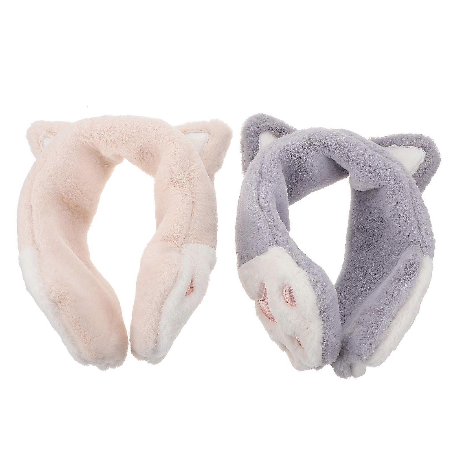 Plush Winter Earmuff Cat Earmuff for People Use 2Pcs Cartoon Ear Protector