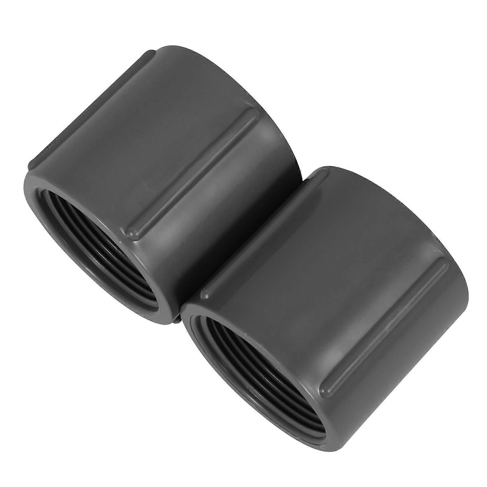 2Pcs PVC Threaded Pipe Connector for Pipe Durable Grey Full Thread Joint