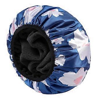 Gorros de ducha con forro de felpa para mujer, gorros de ducha reutilizables grandes de triple capa para