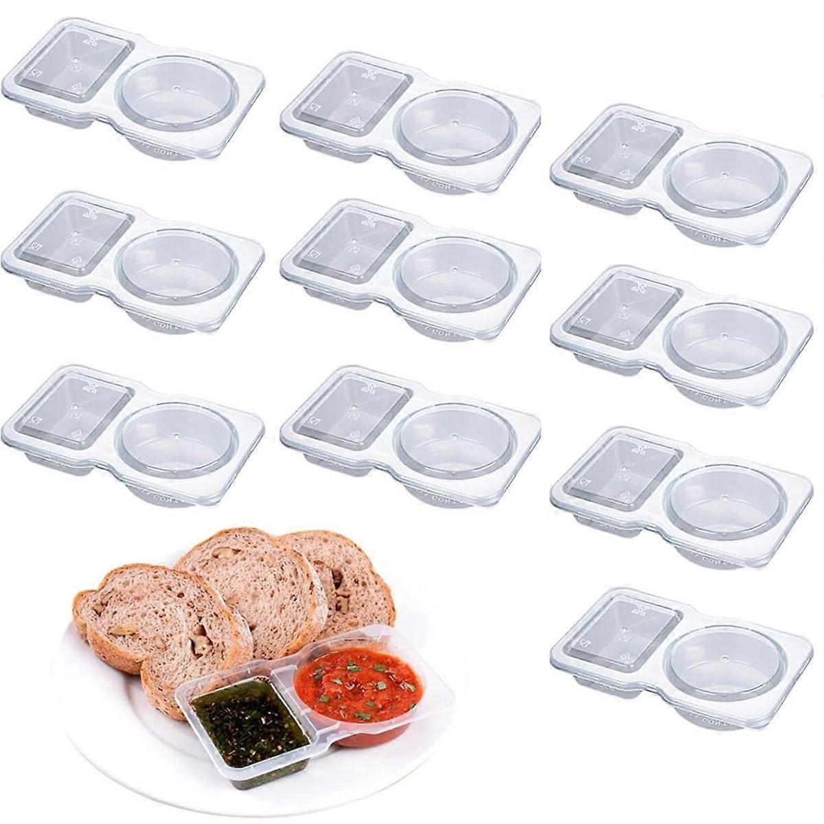 Snack Containers with Lids, Double Compartment Leakproof Design, Reusable or Disposable 10 Pack