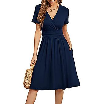 Casual Women's Summer Dress With Pockets V-neck Short Sleeve Midi Dress |  Fruugo NO