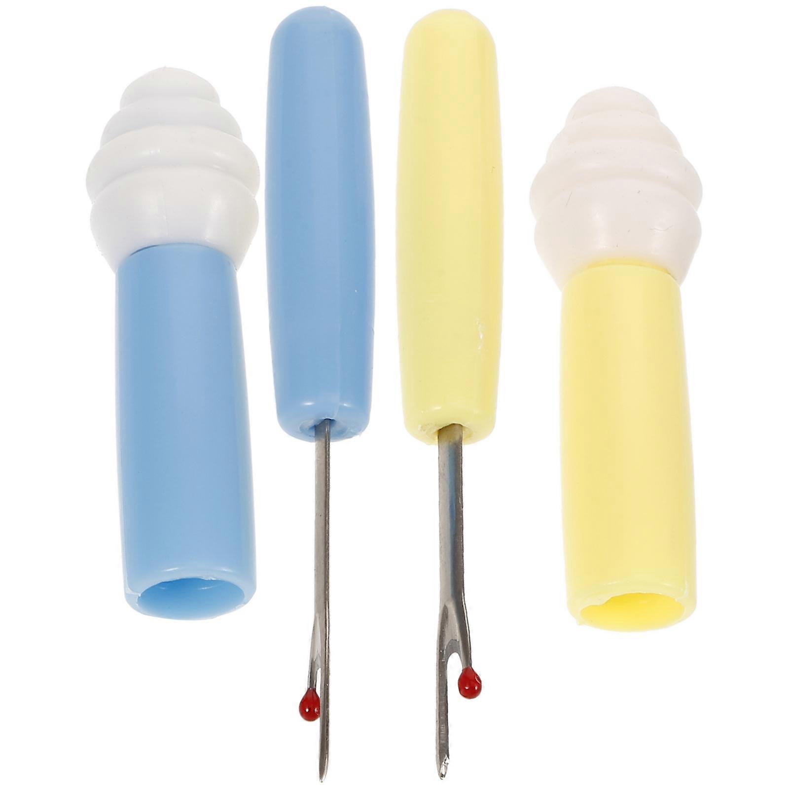 2-in-1 Threads Remover Tool 6 Pcs Rectangular Handle for Professional Sewing Assorted Color with Efficient Thread Removing Function