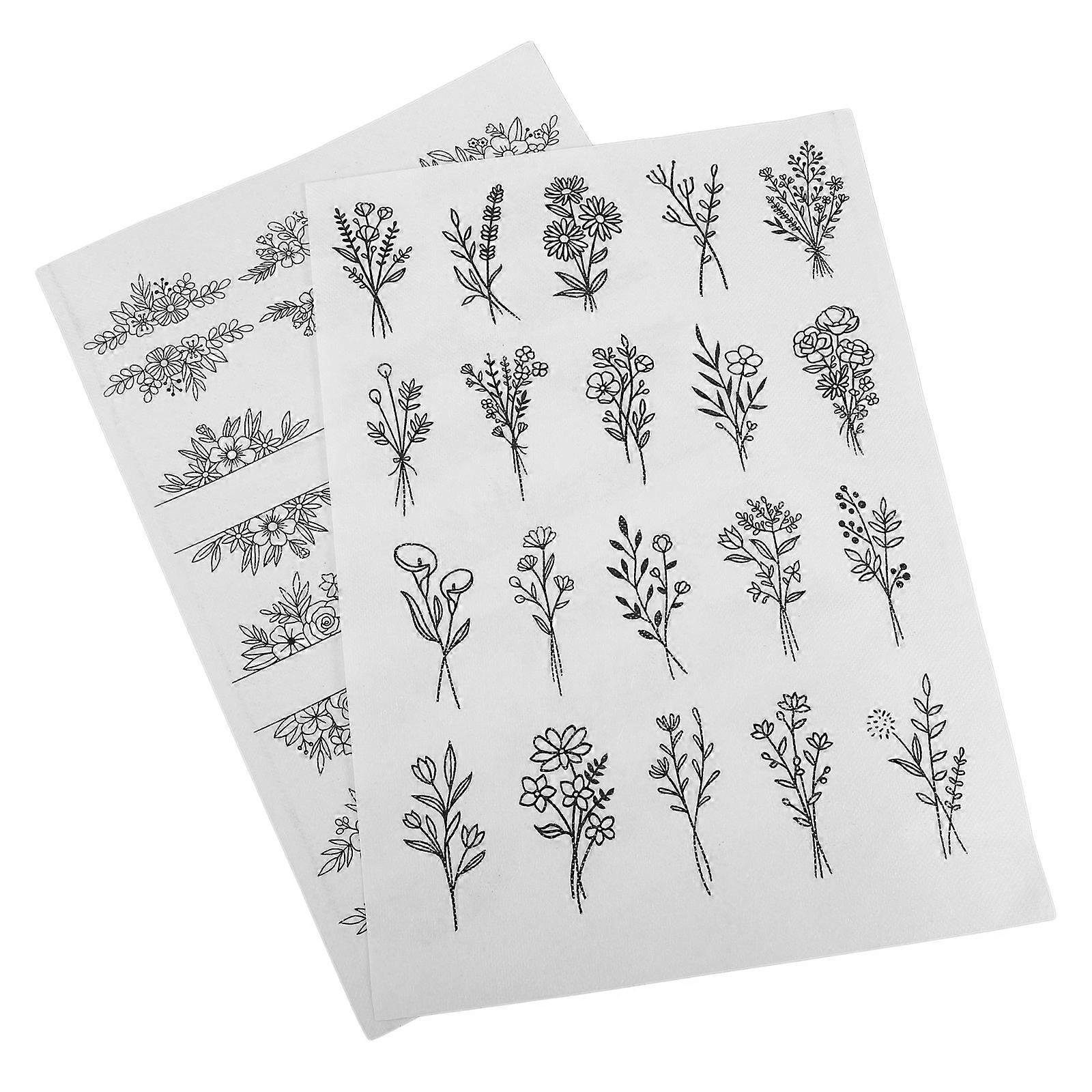 DIY Embroidery Patterns Water Soluble Embroidery Pattern for Decor 2 Sheets