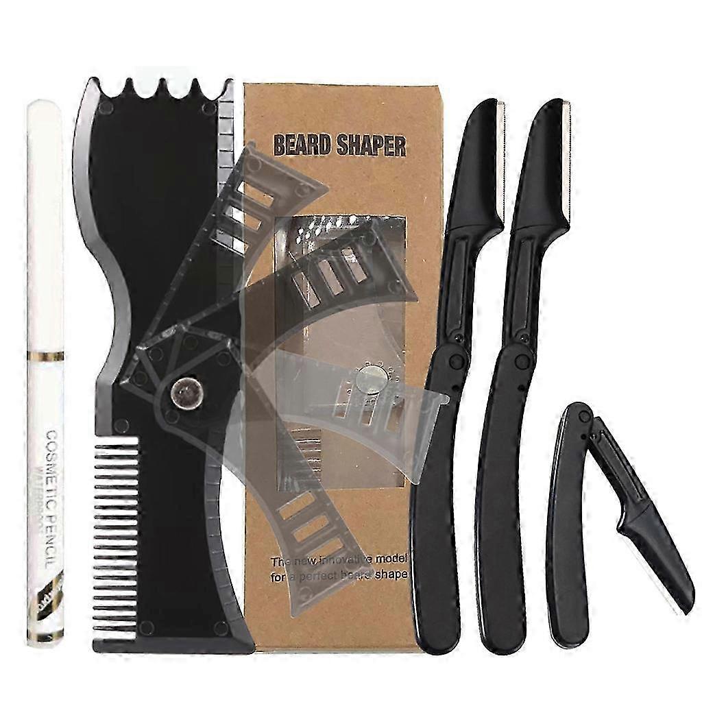 Beard Stencil Guide Template Outliner-Beard Shaper Kit Adjustable Shaper Razors_dfn