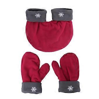 3pcs Couple Gants Polaire Amoureux Hiver Épaissir Chaud Gant Chéris Noël Cadeau Romantique Couples Mitaines (Rouge)