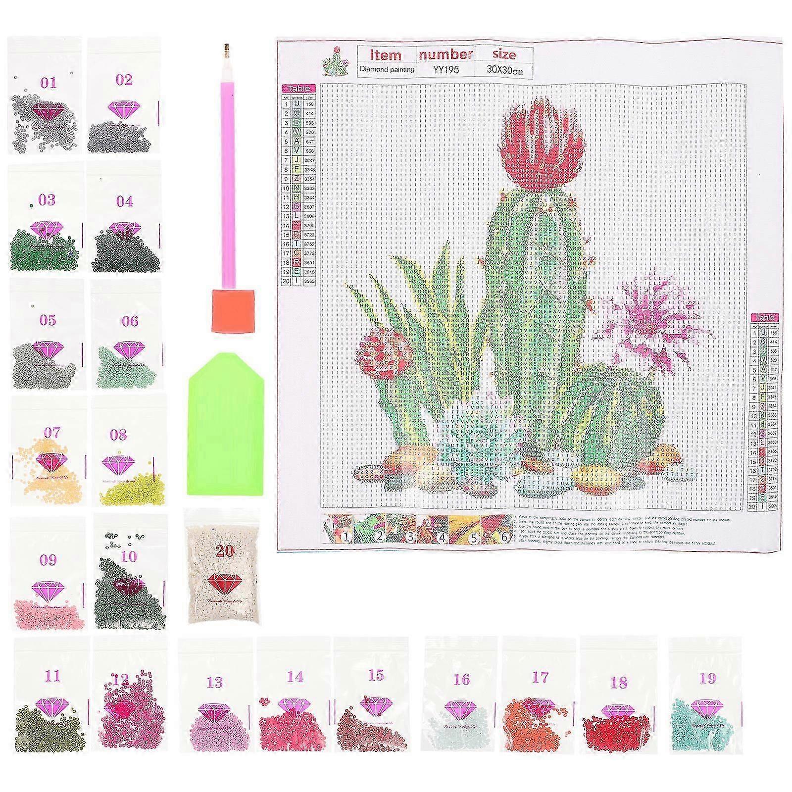 Cactus Pattern Cross Stitching Kit for DIY Embroidery 2Sets Starter Craft
