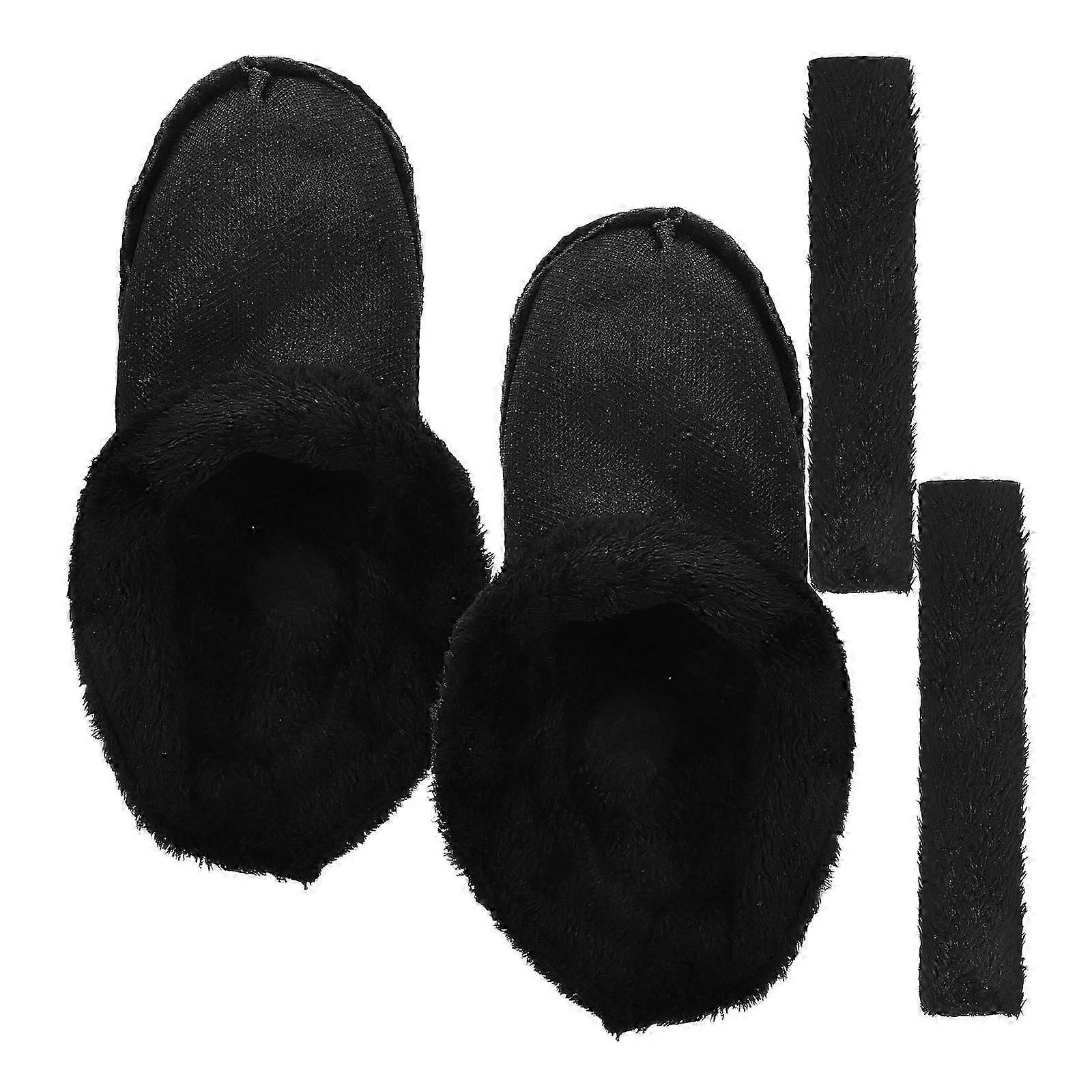 Black Plush Shoes with Removable Lining for 1Set