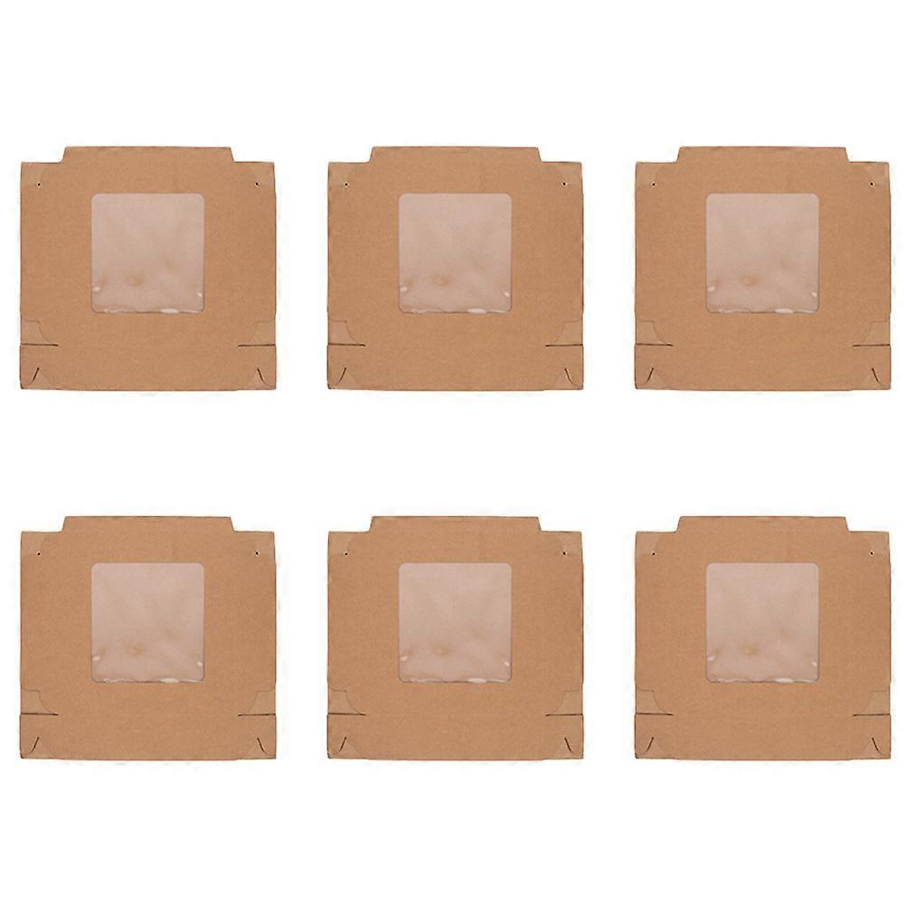 6pcs Cupcake Boxes Clear Window Cake Wrapping Box Square Bread Packaging Boxes