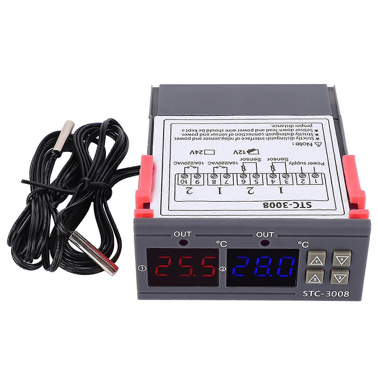 Digital Intelligent Thermostat Adjustable Temperature Controller Switch with Dual NTC (12V)