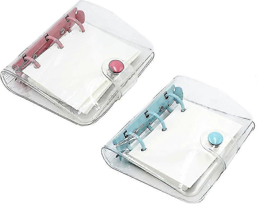 2 Pcs Mini 3-ring Binder Covers Notebook Transparent Clear Soft Pvc Notebook