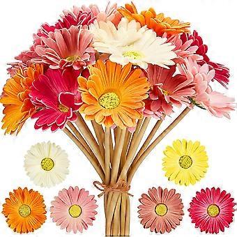 Künstliche Gänseblümchen Künstliche Blumen Gerbera Gänseblümchen Gefälschte Gerbera Gänseblümchen Gefälschter Blumenstrauß 15" Hochzeit Brautstrauß Party Zuhause Küche (Weiß, Rosa, Ye