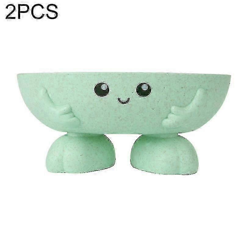 2 Pcs Cartoon Soap Box With Wheat Straw