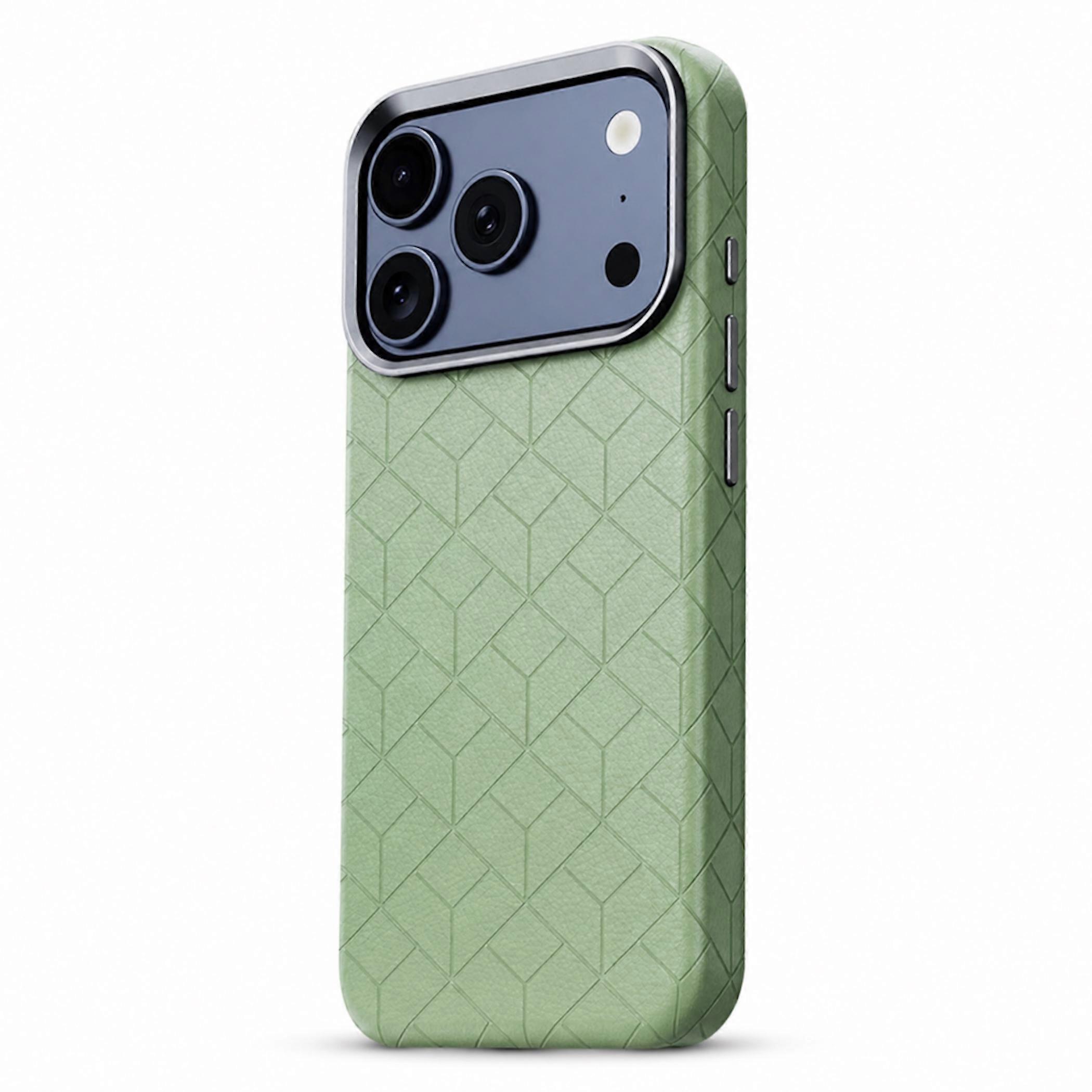 Phone case back cover protection Apple iPhone 17 Pro Embossed grid pattern Green