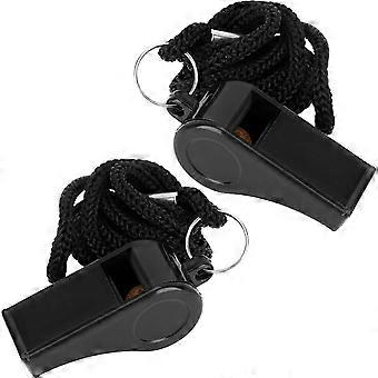 Plastic Whistles 2 Pack, Loud 120dB, with Nylon Lanyard, for Coaches, Referees, Sports, Emergency