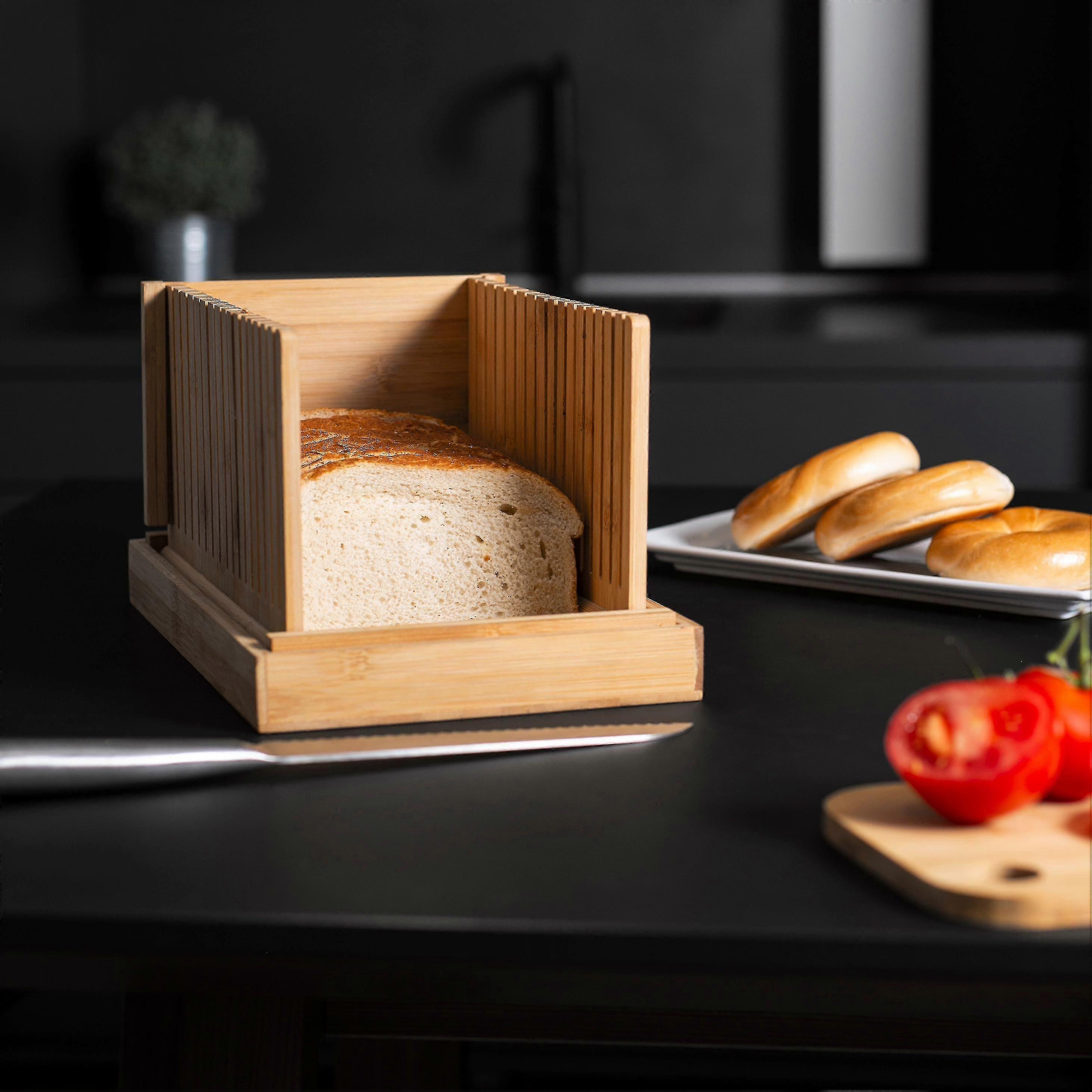 Bamboo Bread Slicer Guide With Crumb Catcher