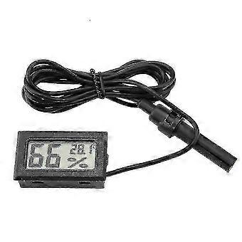 Mini Thermometer Hygrometer, Embedded Lcd Digital Temperature Humidity Meter Gauge Monitor With External Probe For Incubators Reptile Tank Aquarium Fi