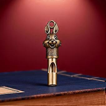 Brass Rabbit-Shaped Whistle with Key Chain, Loud Treble Emergency Whistle for Mountaineering Hiking Camping, Vintage Metallic Finish
