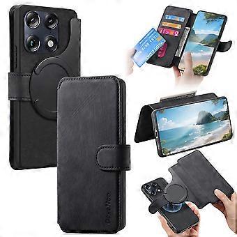 Custodia magnetica in pelle rimovibile per Motorola Signature 5G / Motorola Moto X70 Air Pro 5G - Nero