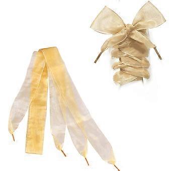 1 Pair 4CM Widening Transparent Shoe Laces Shoestrings for Party Dancing Hiking Hip-hop Decorations(Golden)