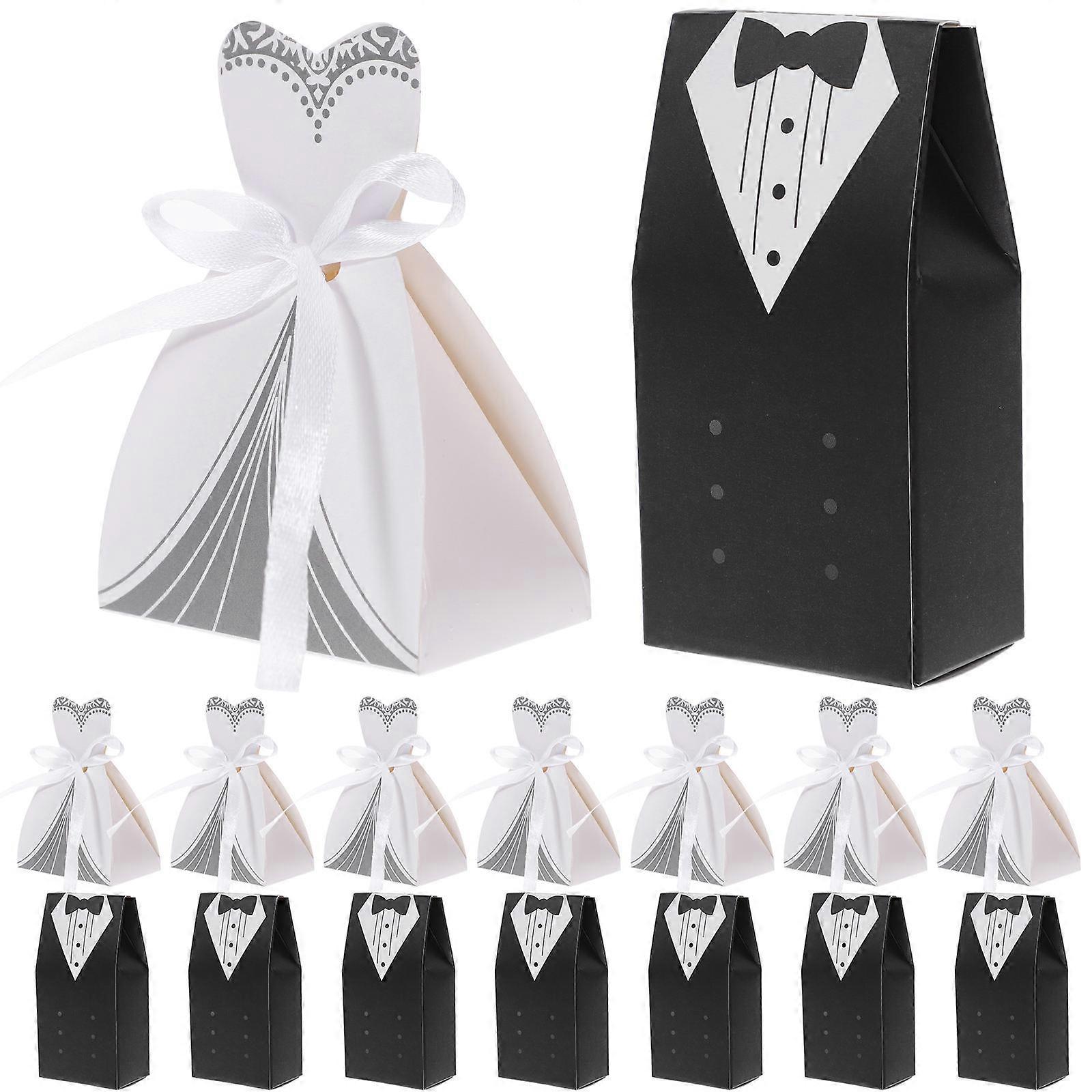 Wedding Candy Boxes Bride Groom Shape for Storage Use 100Pcs